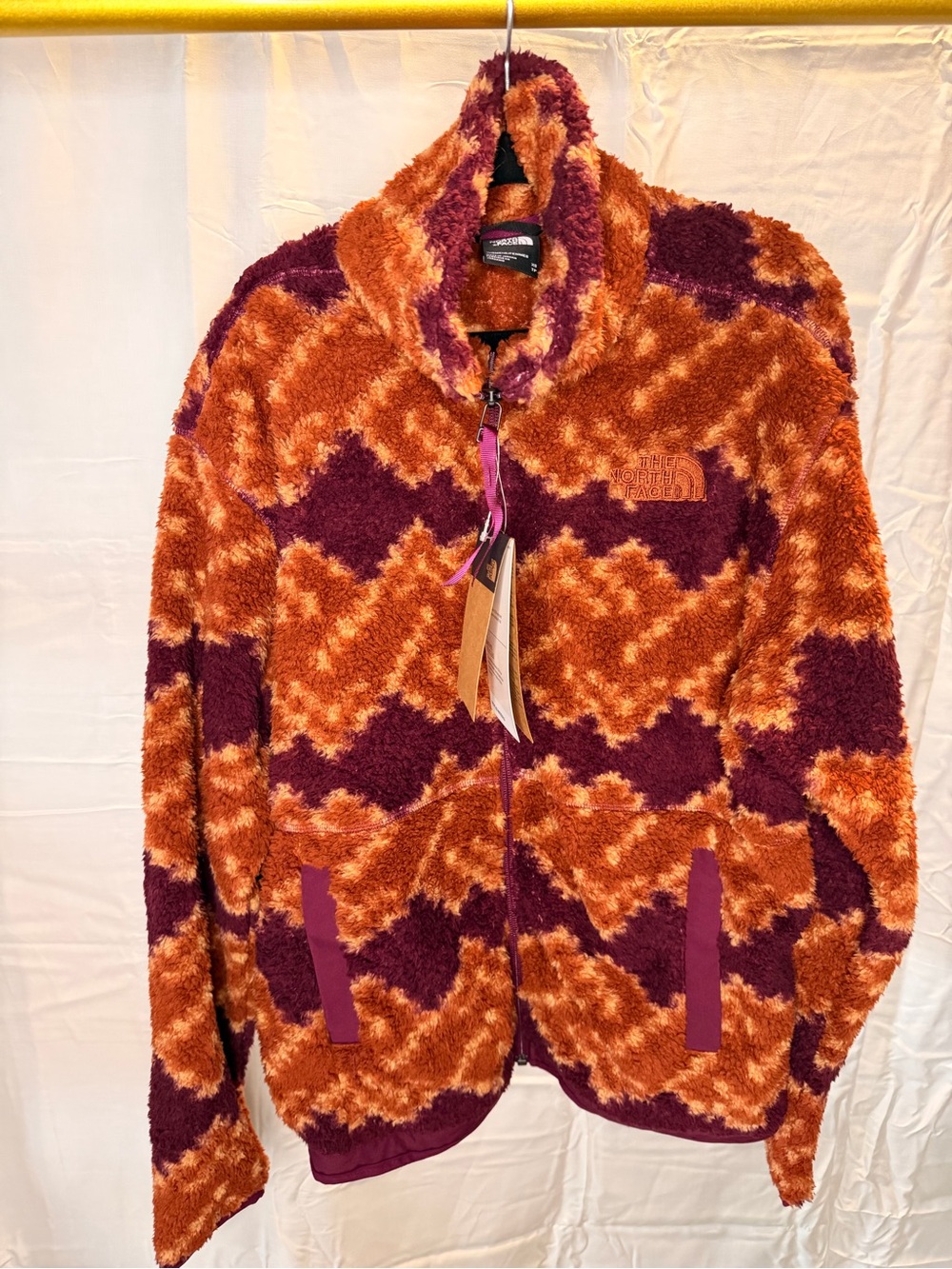 The North Face Womens Orange & Purple Patterned Fleece Jacket